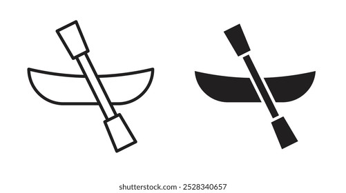 Canoe icons. Vector set in filled and line style.