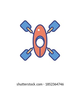 Canoe illustration filled style icon. EPS 10 File