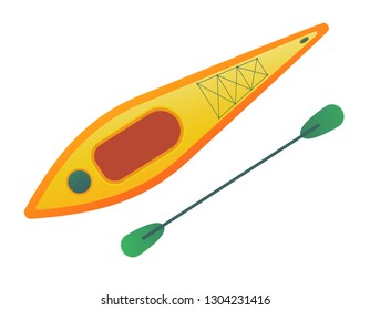 Canoe isolated on white. Sport boat for kayaking. Top view vector illustration.