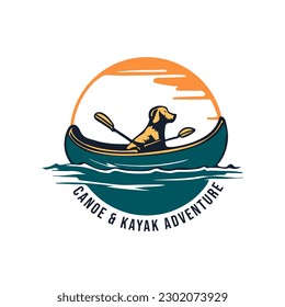 Canoe and Kayak Adventure logo design concepts. Monochrome, retro colors, line, silhouette styles. Mountain adventure badge, travel logo template. 
Camping patch, prints. Stock label isolated