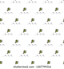 Canoe, Kayak and fishing Club seamless pattern. Vector illustration. Concept for t-shirt, print, stamp, badge. Vintage design with kayaker and fisher contours. Water Extreme sport 