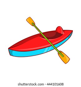 Canoe Or Kayak Icon. Cartoon Illustration Of Canoe Or Kayak Vector Icon Isolated On White Background. Swimming In River Symbol