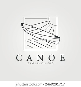 canoa o kayak línea arte logo Vector ilustración vintage, logo emblema canoa