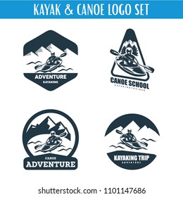 Canoe or Kayaking Logo Designs Template Set