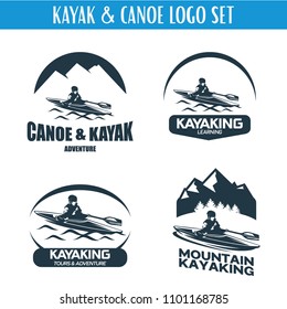 Canoe or Kayaking Logo Designs Template Set