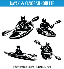 Canoe or Kayaking Silhouette Template Set