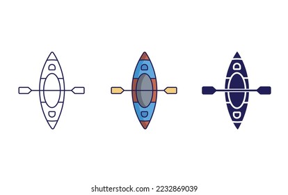 Canoe line and glyph icon, vector illustration