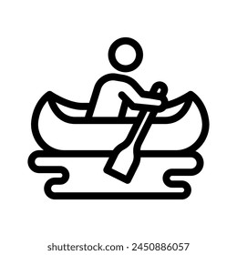 canoe line icon illustration vector graphic. Simple element illustration vector graphic, suitable for app, websites, and presentations isolated on white background