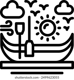 Canoe Line Icon Vector Design