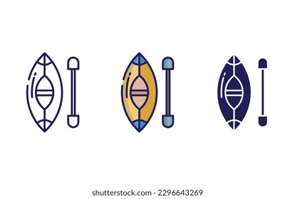Canoe line and solid illustration icon