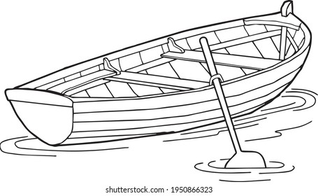 canoe  line vector illustration isolated on white background .boat vector illustration