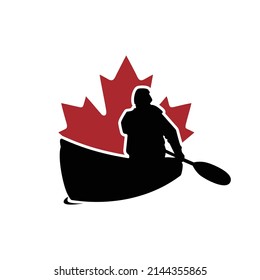 Canoe Logo, Canoe with Maple Leaf, Simple and Modern, EPS 10 vector