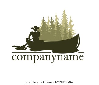 Canoe Logo Template Isolated In White