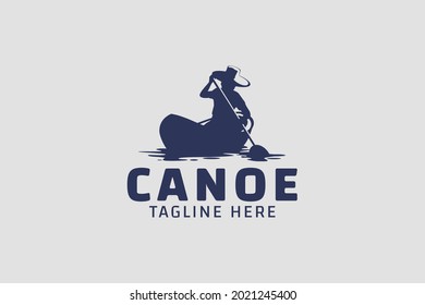 canoe logo vector graphic for any business especially for canoein, kayaking, sport, outdoor activity, etc.