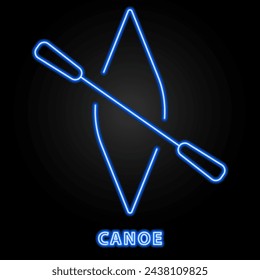 canoe neon sign, modern glowing banner design, colorful modern design trend on black background. Vector illustration.