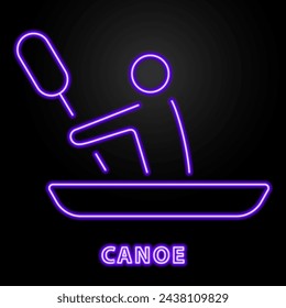 canoe neon sign, modern glowing banner design, colorful modern design trend on black background. Vector illustration.