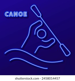 canoe neon sign, modern glowing banner design, colorful modern design trend on black background. Vector illustration.