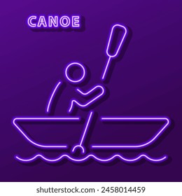 canoe neon sign, modern glowing banner design, colorful modern design trend on black background. Vector illustration.