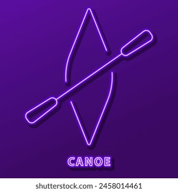 canoe neon sign, modern glowing banner design, colorful modern design trend on black background. Vector illustration.