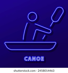 canoe neon sign, modern glowing banner design, colorful modern design trend on black background. Vector illustration.
