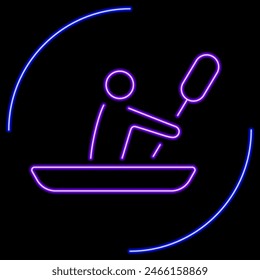 canoe neon sign, modern glowing banner design, colorful modern design trend on black background. Vector illustration.