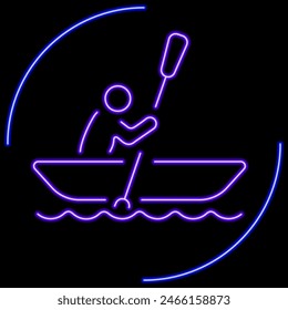 canoe neon sign, modern glowing banner design, colorful modern design trend on black background. Vector illustration.