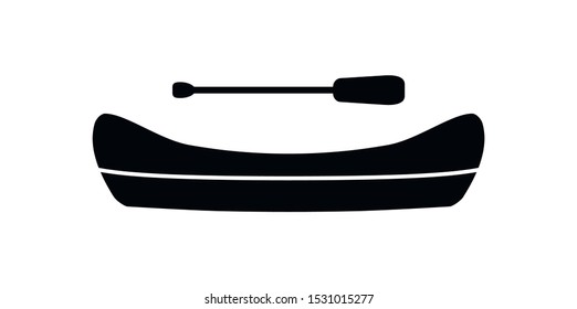 A canoe and a oar. Vector silhoutte