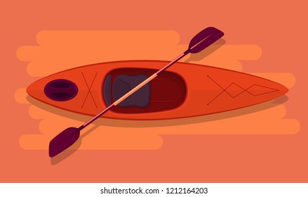 Canoe with oars top view