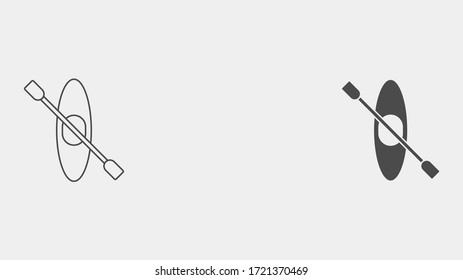 Canoe outline and filled vector icon sign symbol