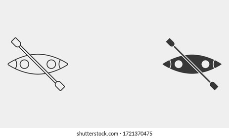 Canoe outline and filled vector icon sign symbol
