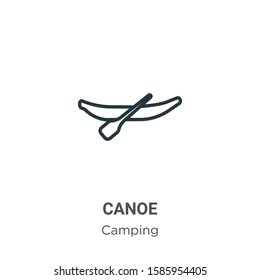 Canoe outline vector icon. Thin line black canoe icon, flat vector simple element illustration from editable camping concept isolated on white background