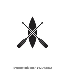 Canoe paddle icon flat vector 