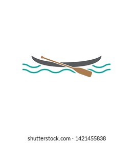 Canoe paddle icon flat vector 
