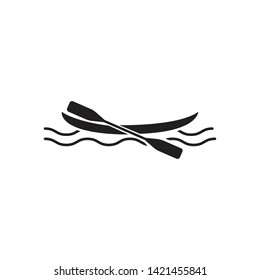 Canoe paddle icon flat vector 
