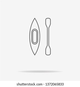 Canoe with paddle icon. Vector concept illustration for design.