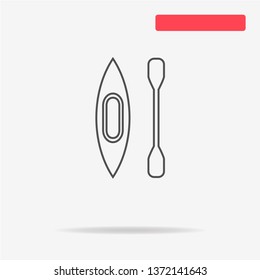 Canoe with paddle icon. Vector concept illustration for design.