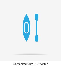 Canoe with paddle icon. Vector concept illustration for design.