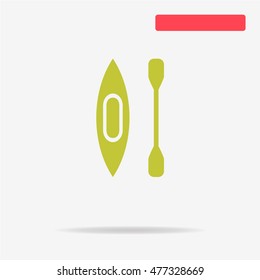 Canoe with paddle icon. Vector concept illustration for design.