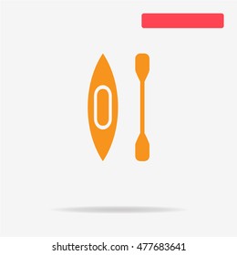 Canoe with paddle icon. Vector concept illustration for design.