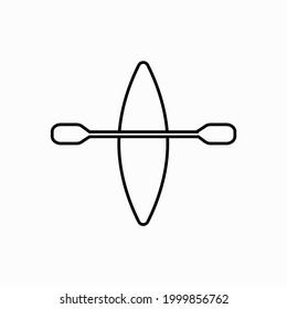 canoe paddle icon vector. Kayak and paddle icon isolated on black and white background. Kayak and canoe for fishing and tourism. Outdoor activities. Vector Illustration