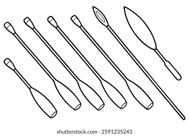 Canoe paddle line art drawing design