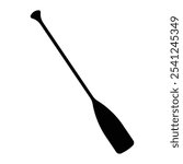 Canoe paddle vector icon. Kayak or canoe paddle black silhouette. River rafting. Symbol isolated on white background.