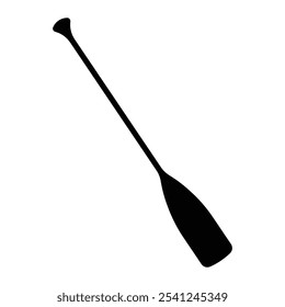 Canoe paddle vector icon. Kayak or canoe paddle black silhouette. River rafting. Symbol isolated on white background.