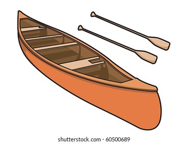 Canoe with Paddle in Vector Illustration