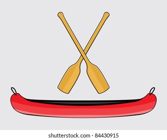 Canoe with Paddle in Vector Illustration