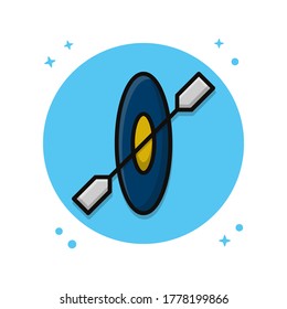 Canoe and Paddle Vector Symbol Illustration. Boat Water Sport Vector Icon Design