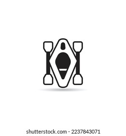 canoe and paddles icon on white background
