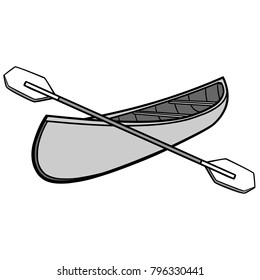 Canoe and Paddles Illustration - A vector cartoon illustration of a campground Canoe and Paddles.