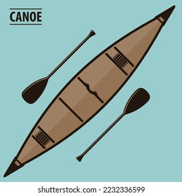 Canoe with paddles isolated. Vector illustration