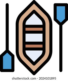 canoe paddles vector line colour icon
